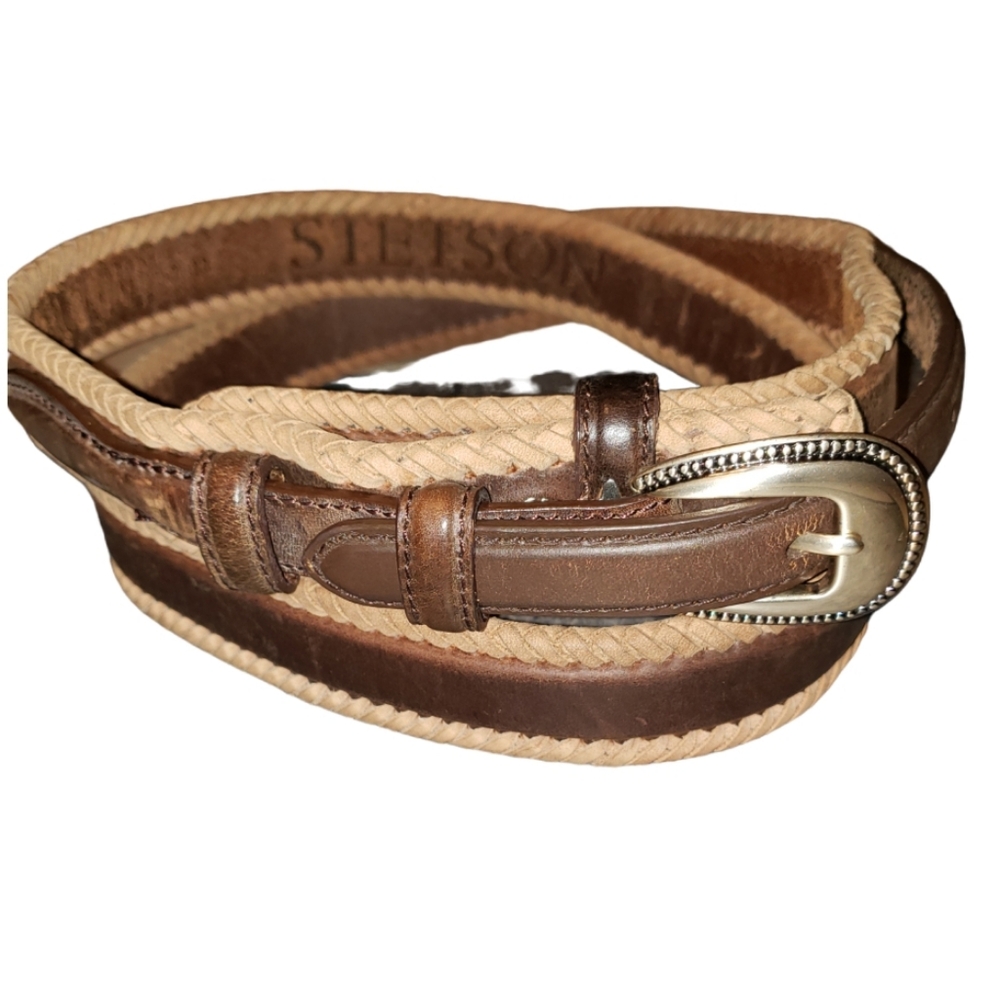 Vintage Stetson Western Brown Leather Belt